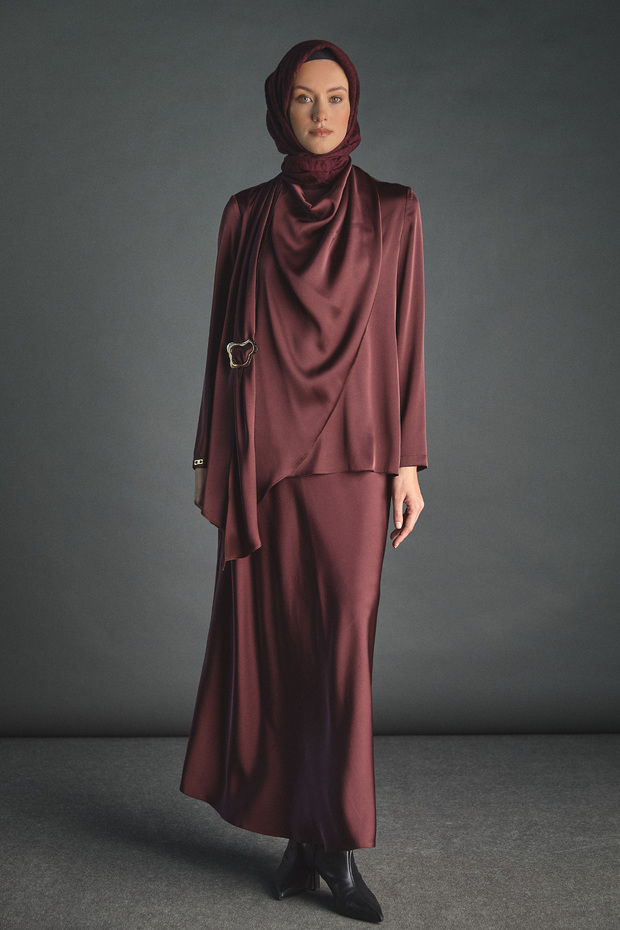 Fularlı Saten Bluz - 4