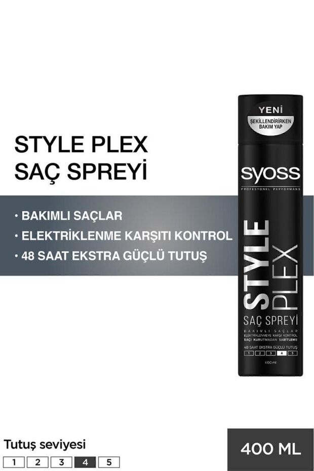 STYLE PLEX SPREY 400 ML 1 ADET GÜÇLÜ TUTUŞ SAÇ SPREYİ - 1