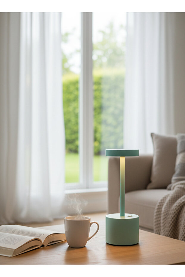 Lüks Şarjlı Masa Lambası Su Yeşili - 3