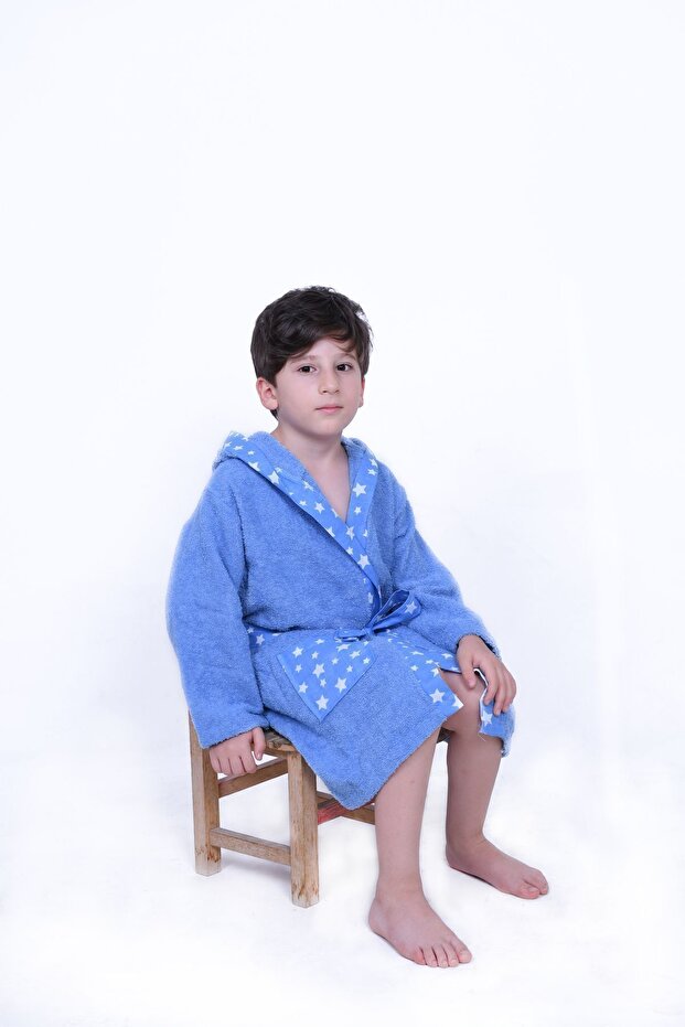 KAPŞONLU KIZ ERKEK ÇOCUK BORNOZU PAMUKLU - 4