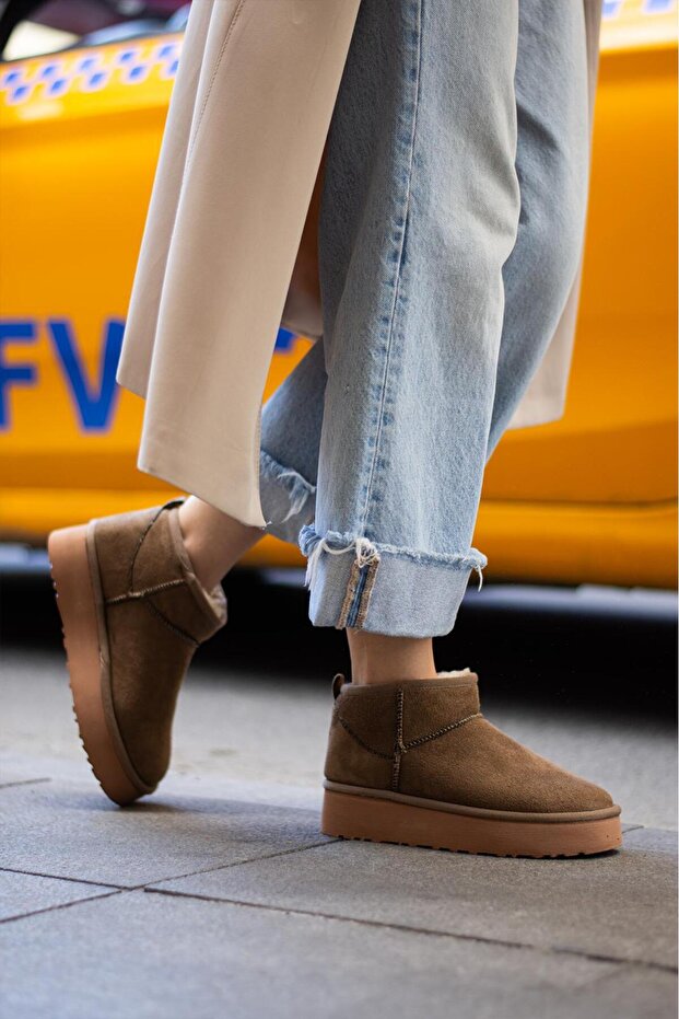 KADIN VİZON SÜET İÇİ KALIN TABAN BİLEKTE KISA KADIN BOT & BOOTİE - 2