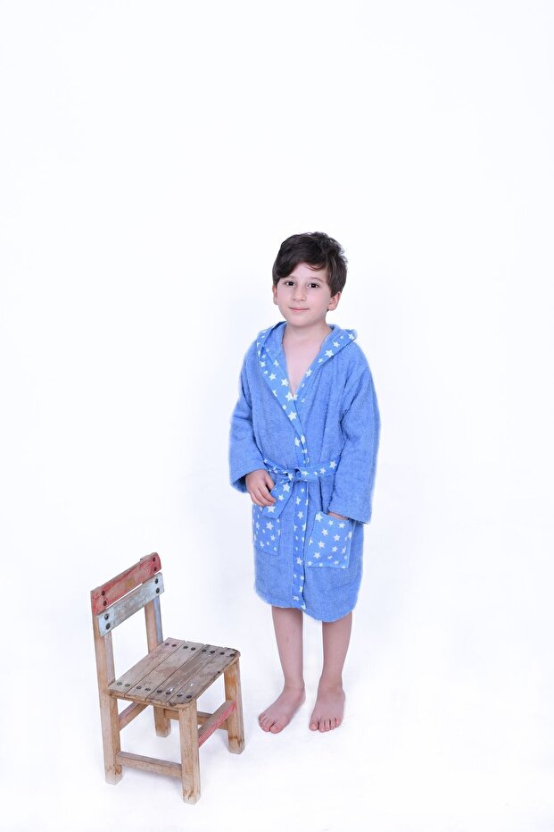 KAPŞONLU KIZ ERKEK ÇOCUK BORNOZU PAMUKLU - 3