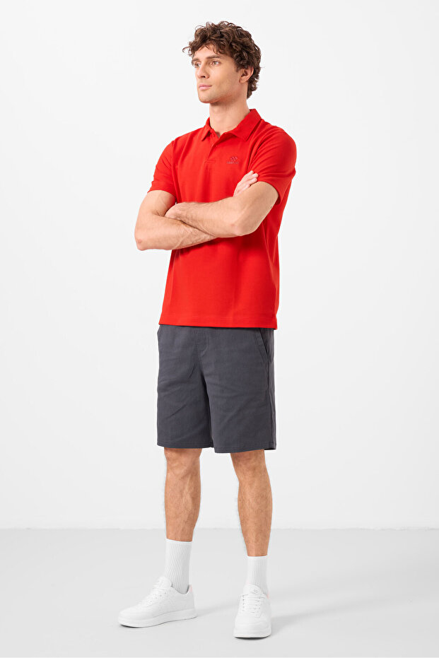 Gri Standart Fit Dokuma Hafif Esnek Chino Erkek Şort - 81292 - 5