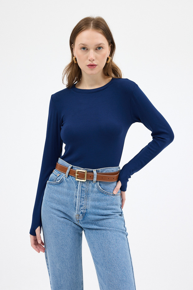 Laci Premium/Viscose Soft Fabric Finger-Tuck Crop Blouse 8162A