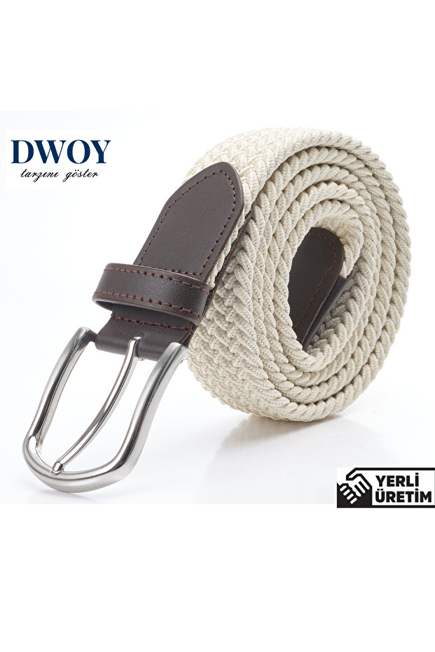 Elastik Örgü Kemer Krem - 1