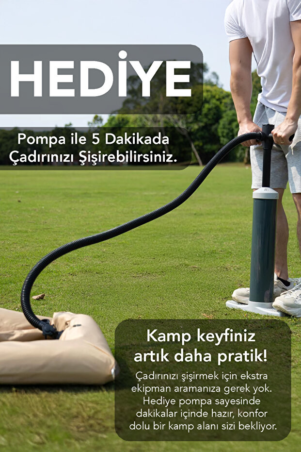 12 Kişilik Şişme Kamp Çadırı - 4 Mevsim Su Geçirmez Pencereli Kamp Çadırı 300x400 cm - 2