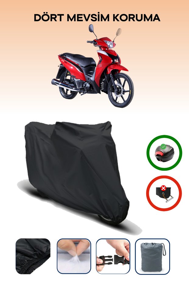 Black Kuba Sj50 Pro Motorcycle Tarpaulin Rear Bag Compatible