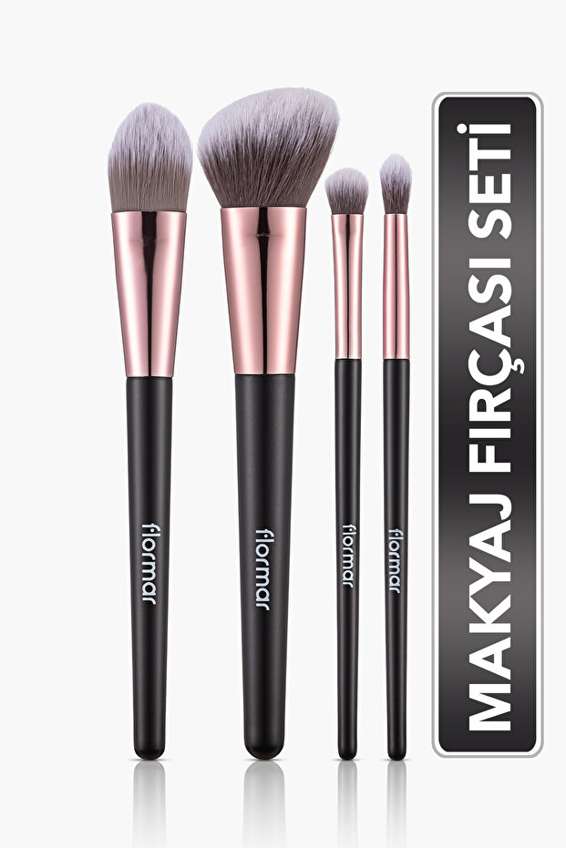 Flormar 4'lü Makyaj Fırçası Seti (Allık-Fondöten-Far-Crease) - Makeup Brush Set - 8690604597772