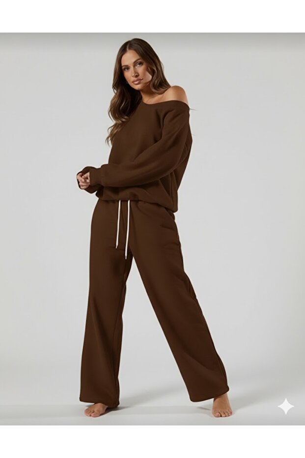 YENİ ÜRÜN Kadın Omzu Düşük Oversize Basic Sweatshirt 0035 - 2