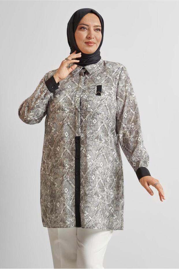تونيك منقوش مقاس كبير 20739 - 1
