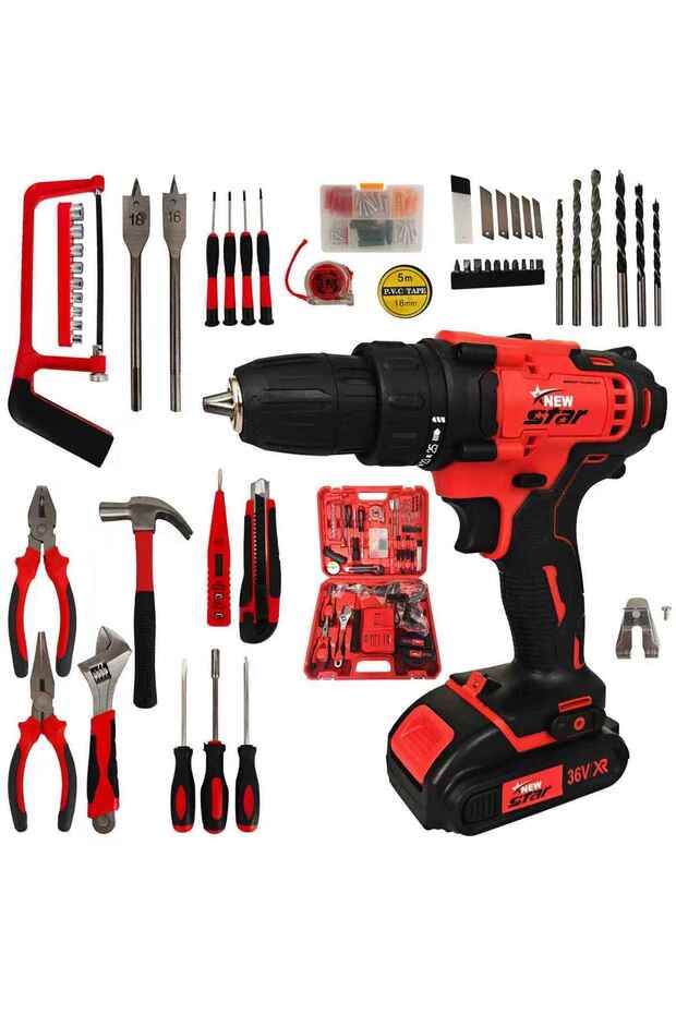 Newstar 36 Vf 5 Ah Metal Sanziman Çift Akülü Sarjli Matkap Akülü Vidalama Set