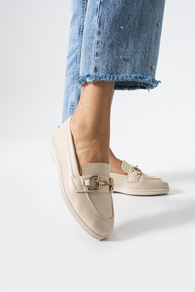 Bej Cilt Loafer Ayakkabı - 3