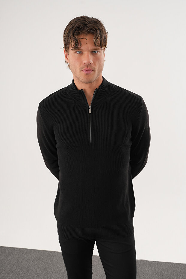 سترة تريكو أساسية للرجال بقصة عادية ونصف سحاب - 3