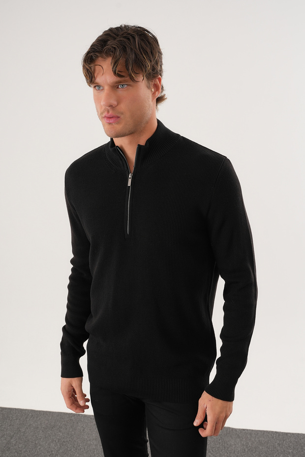 سترة تريكو أساسية للرجال بقصة عادية ونصف سحاب - 5