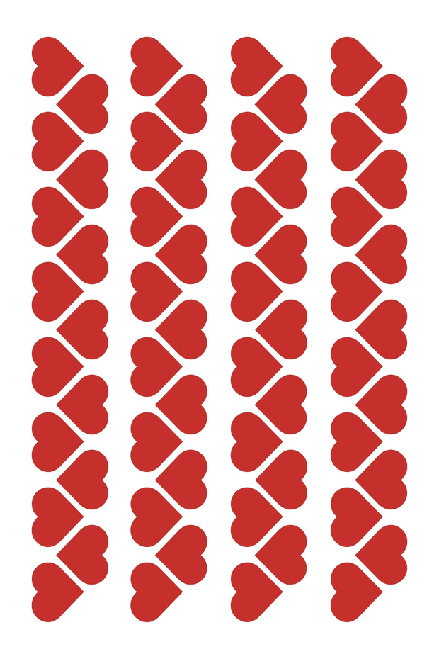 Set of stickers with vertical strip heart, 1200 pieces