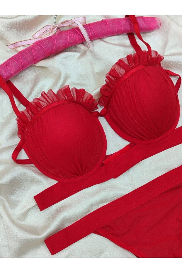 Women's Oyster Model Full-Filled Supported Bra Panty Set