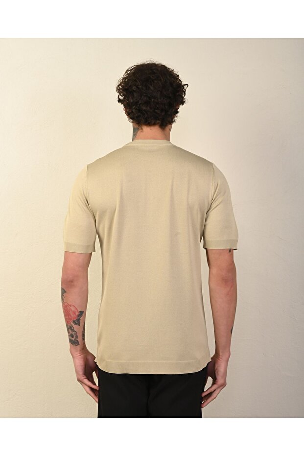 Dar Kesim Basic Erkek Triko Tshirt - 5