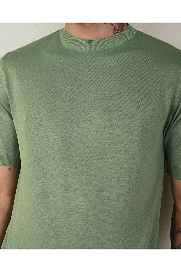 Dar Kesim Basic Erkek Triko Tshirt - 3