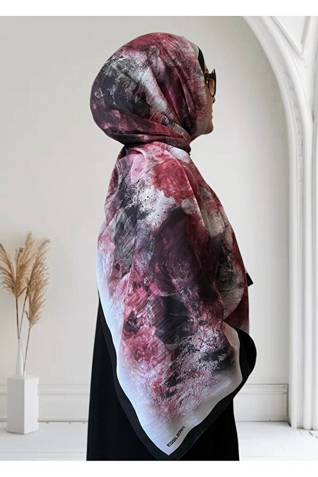 Gül Desenli Siyah Soft Şal - 2