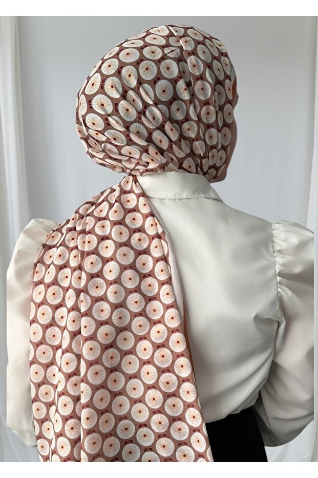 Floral Patterned Cinnamon Soft Shawl - 6