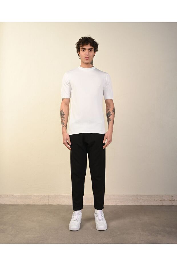 Dar Kesim Basic Erkek Triko Tshirt - 4