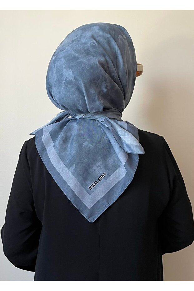 Cloud Pattern Indigo Soft Scarf - 3