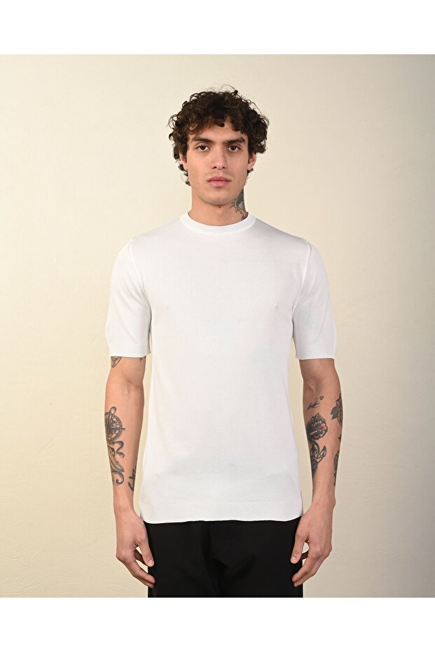 Dar Kesim Basic Erkek Triko Tshirt - 2