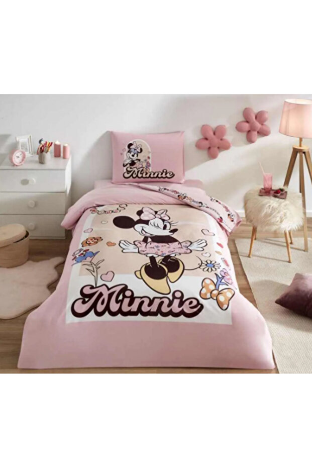Disney Minnie Garden Ranforce Single Duvet Cover Set Pink