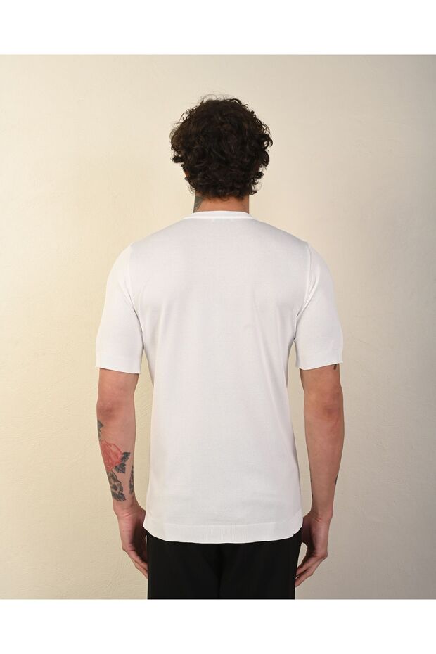 Dar Kesim Basic Erkek Triko Tshirt - 5