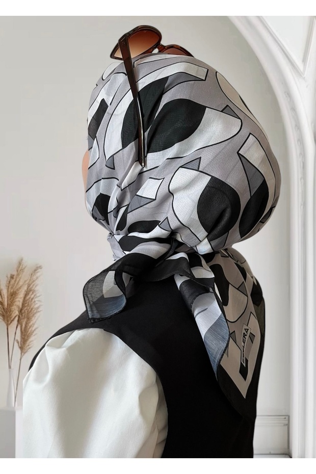 Patterned Black Soft Scarf - 2