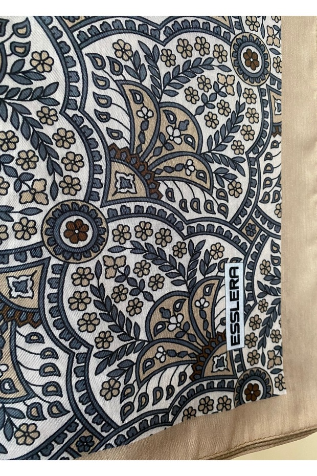 Etnik Desenli Bej Soft Eşarp - 6