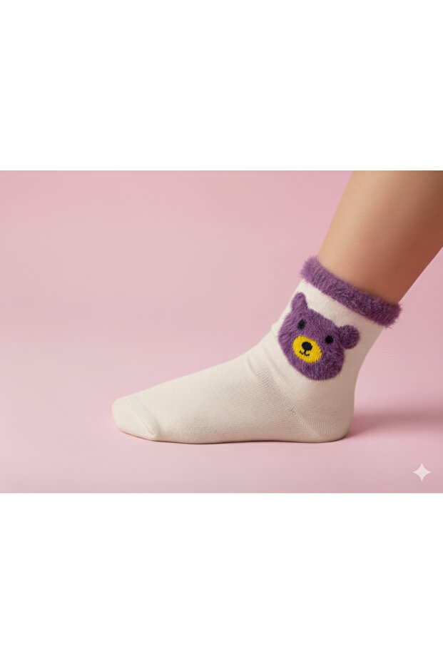 Girl's Plush Detailed Socks Soft Breathable Anti-Sweat