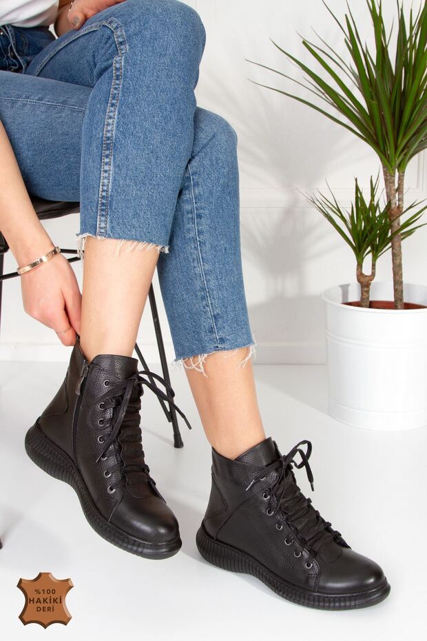 Landrea Hakiki Deri Bot-sıyah-erc1095 - 1