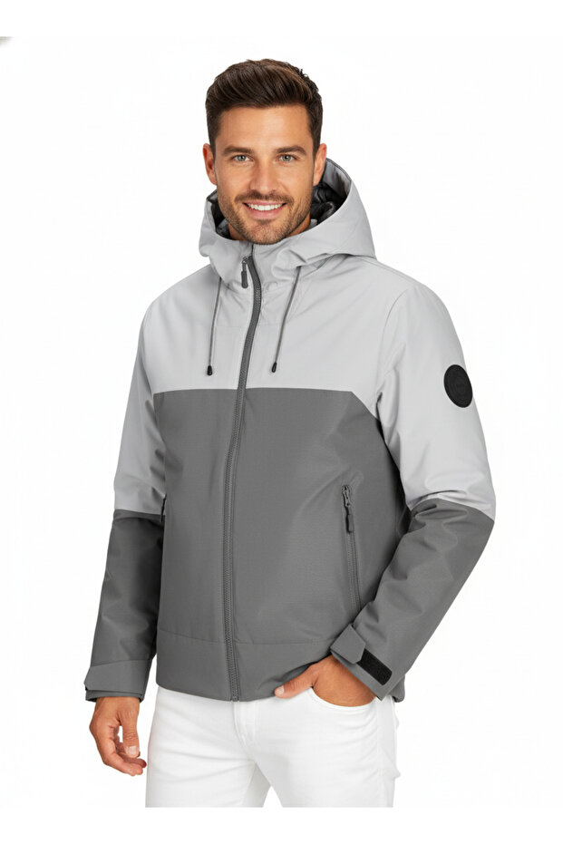 Softshell Jacket Cold Proof Gray Men's Coat - 1