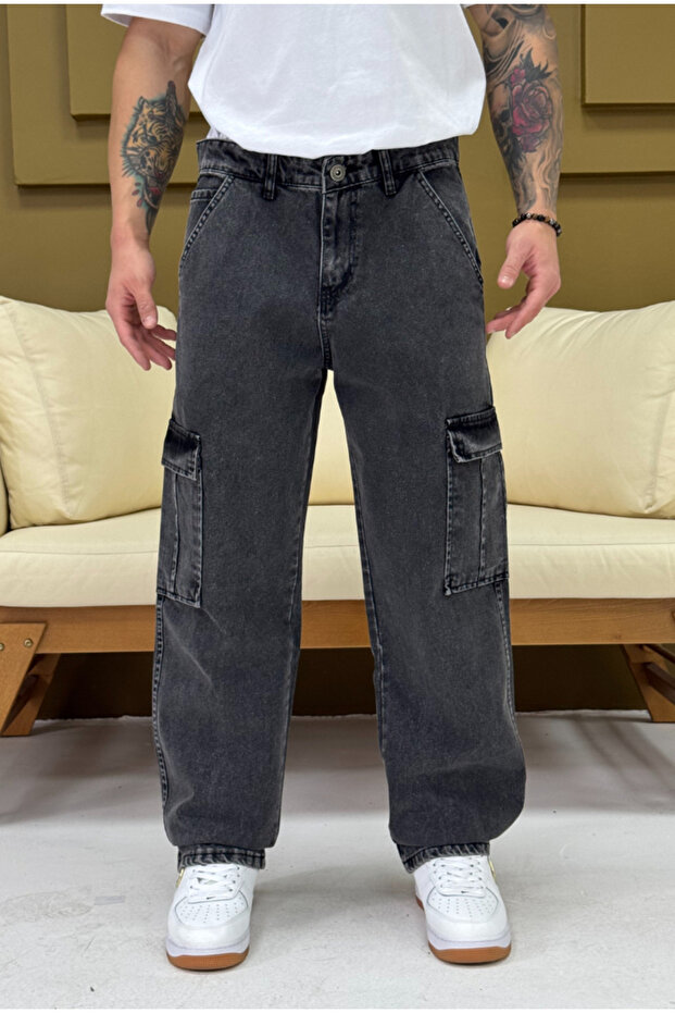 Šedé pytlovité kalhoty do kapsy - 6