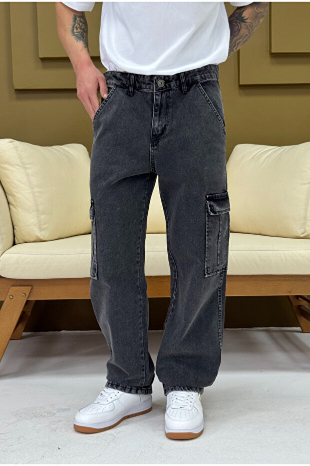 Šedé pytlovité kalhoty do kapsy - 8