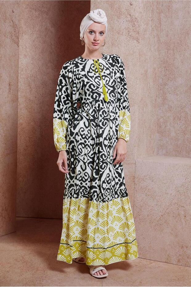 فستان فيسكوز منقوش - موديل 44599 - 2