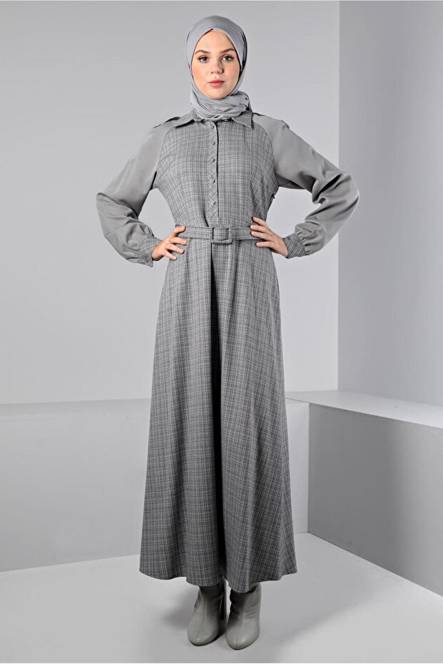 Patterned Buttoned Dress 43404 - 2