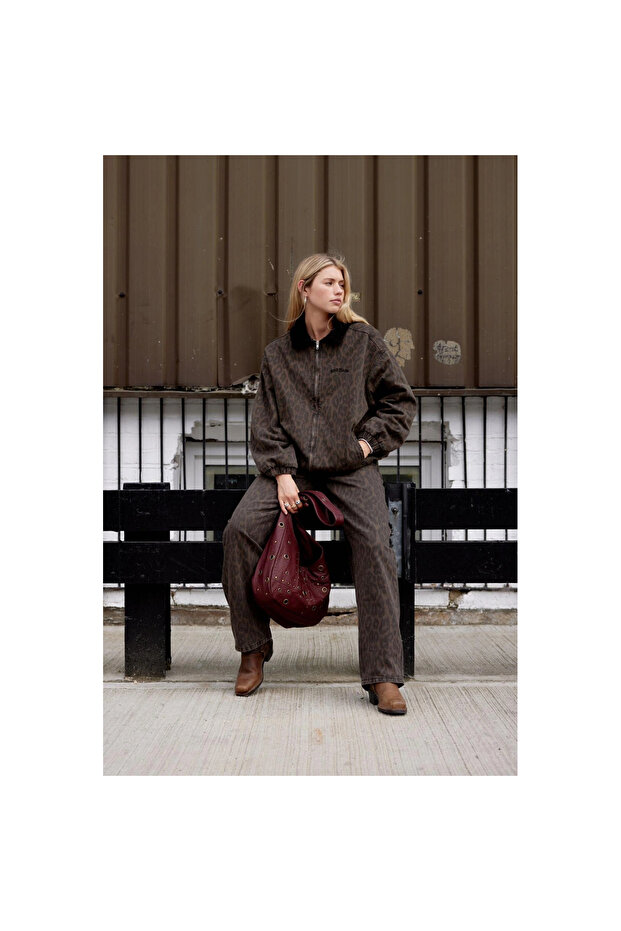 Leopar Bomber Unisex Ceket Oversize Mevsimlik Kaban - 6