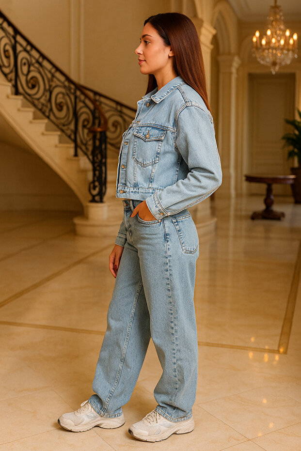 Kadın Basic Kot Ceket - 3