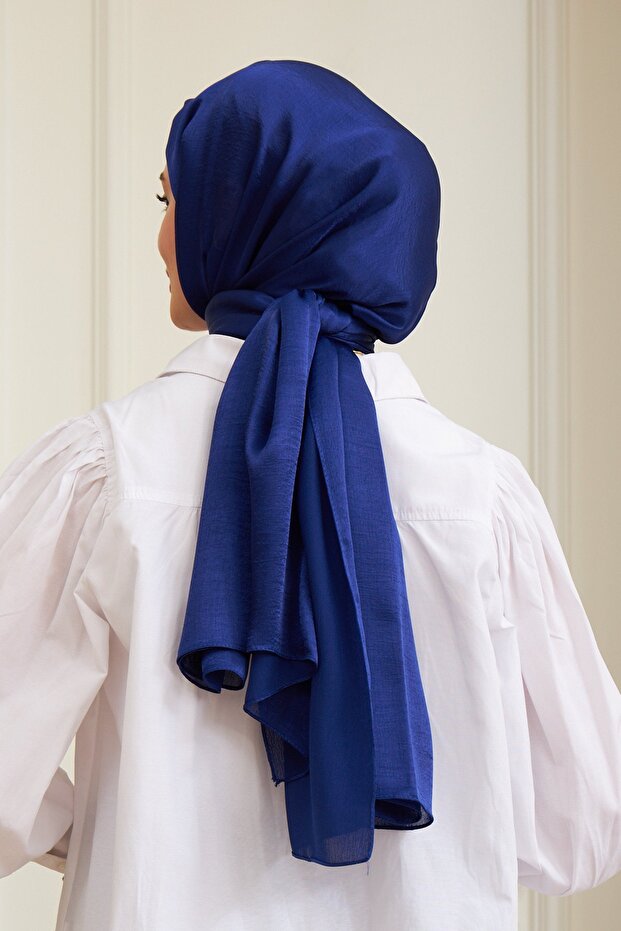 Janjan Çift Taraflı Şal Sax Mavi - 4