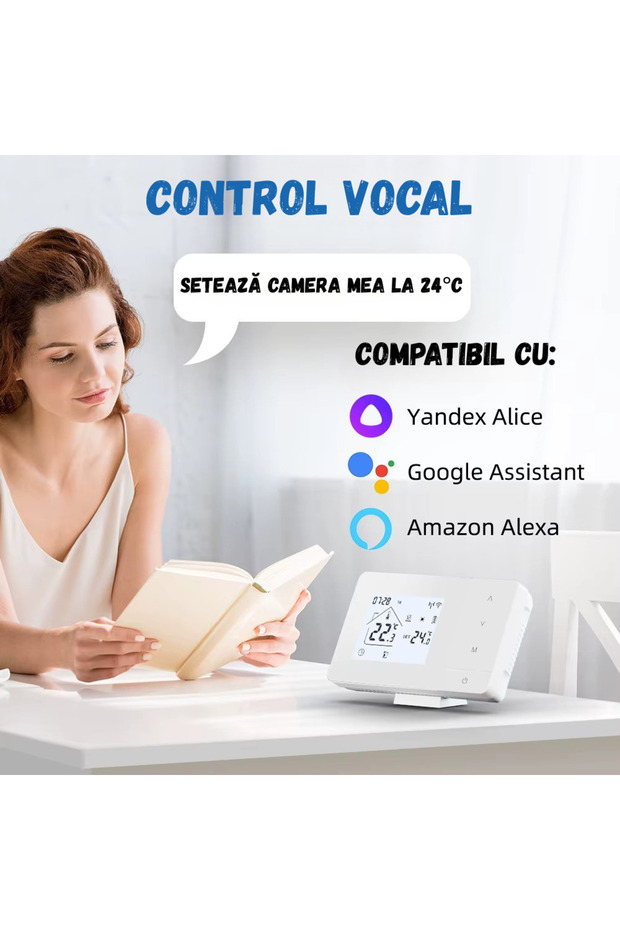® Termostat inteligent WiFi EcoTherm – Control vocal, programabil, eficient energetic - 7