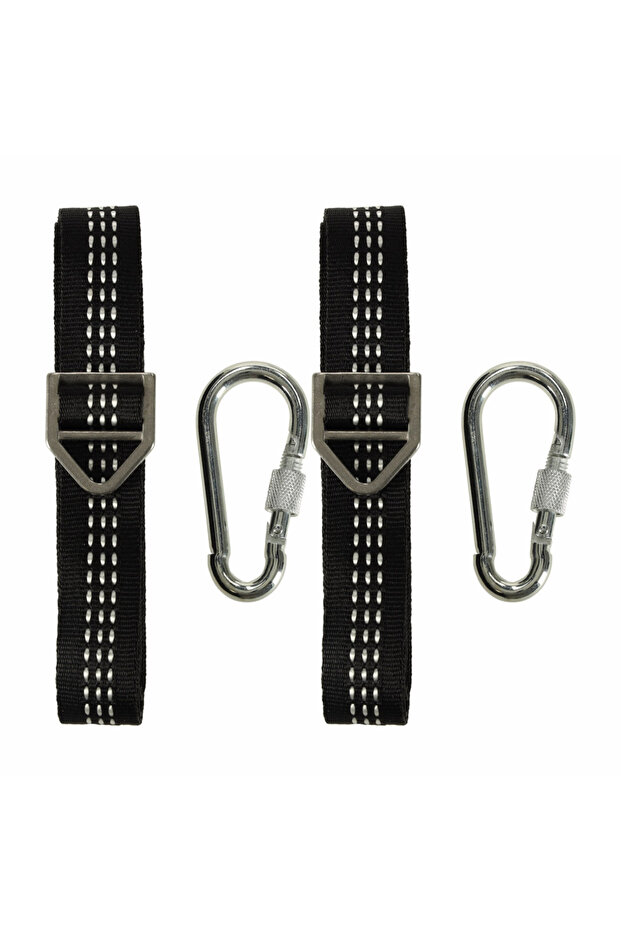 Hammock and swing attachment set with 2 durable 2 m straps and 2 carabiners, maximum 300 kg, black - 3