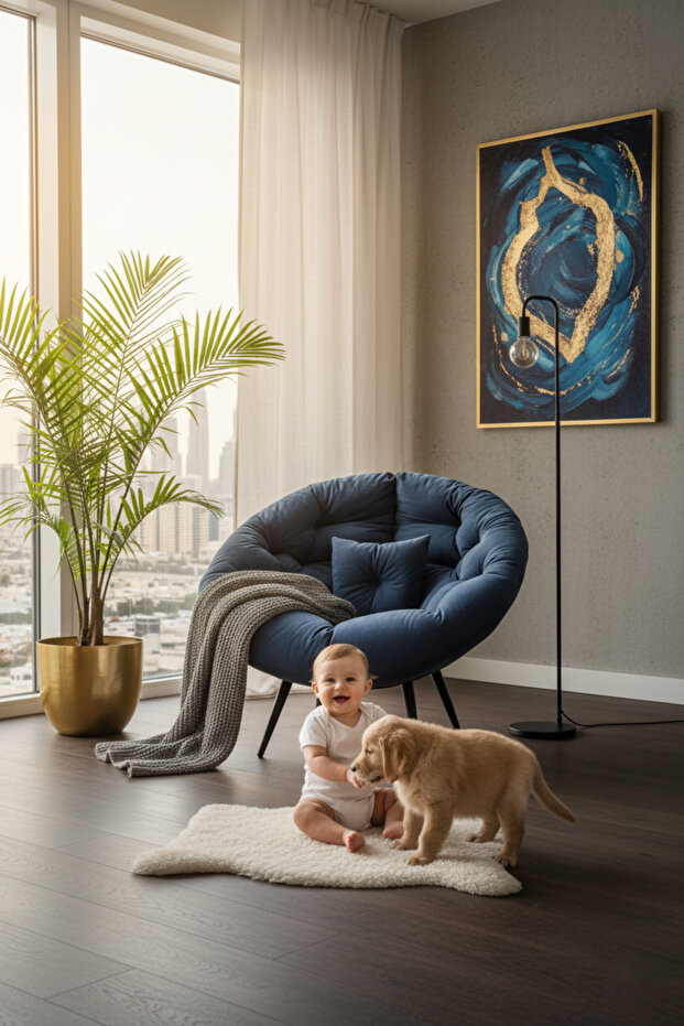 Floki Tekli Koltuk Berjer Lacivert - 1