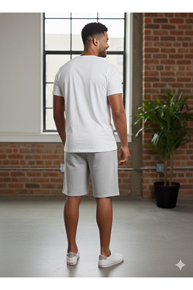 Şort 2 İplik %100 pamuk esnek kumaş tek alt - 3