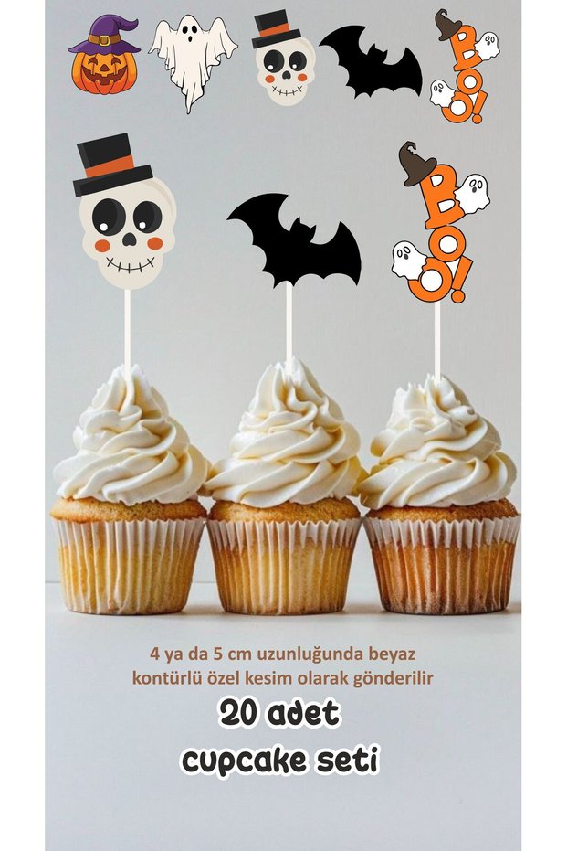 Halloween Party Themed Toothpick Cupcake Topper Birthday Decoration *20-Piece Thick Paper