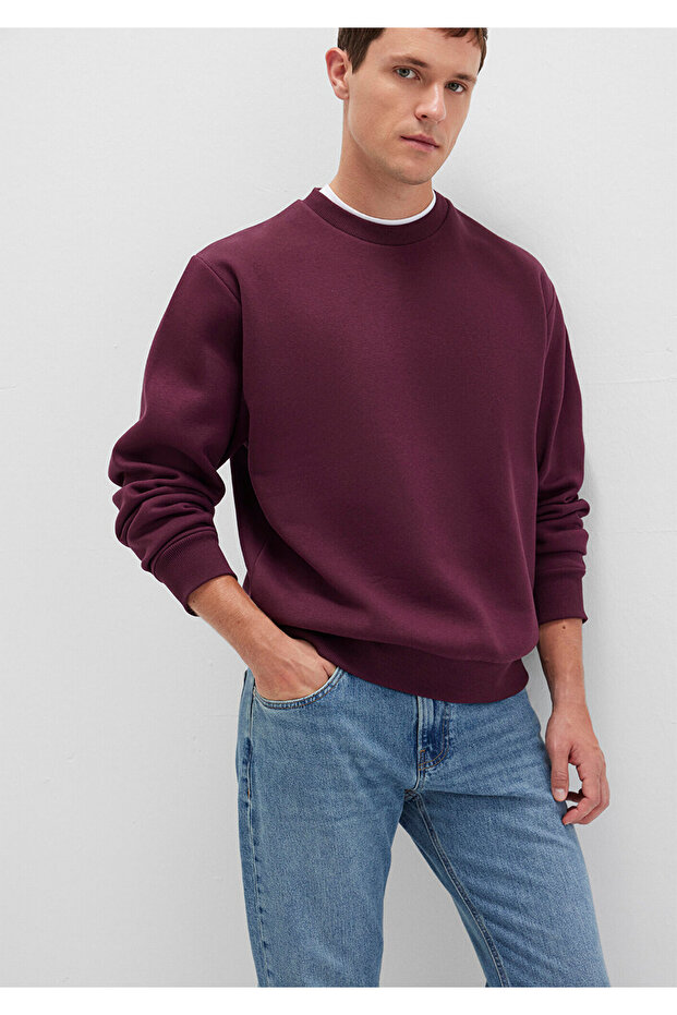 Bisiklet Yaka Bordo Basic Sweatshirt 0S10276-70434 - 3
