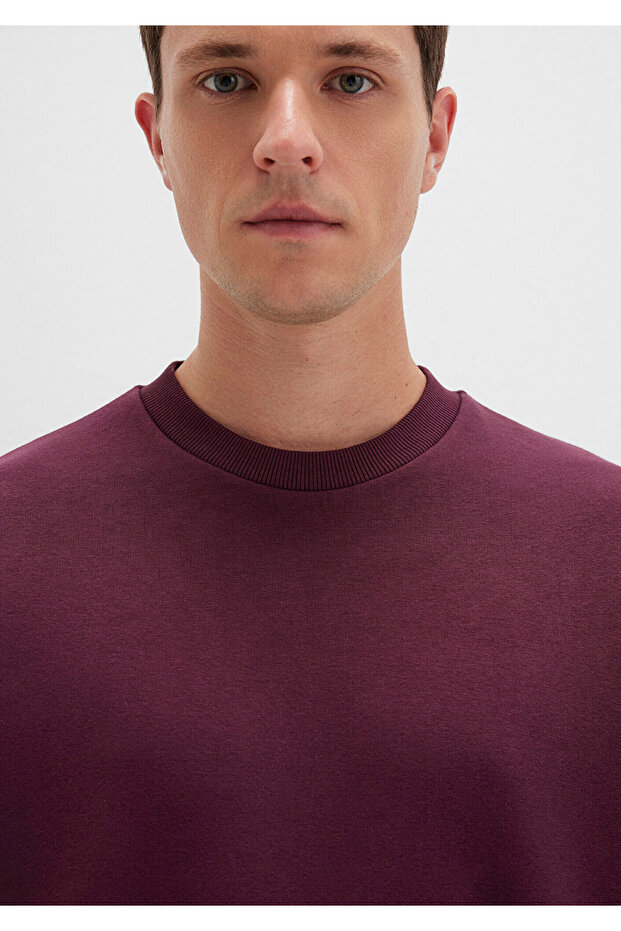 Bisiklet Yaka Bordo Basic Sweatshirt 0S10276-70434 - 6