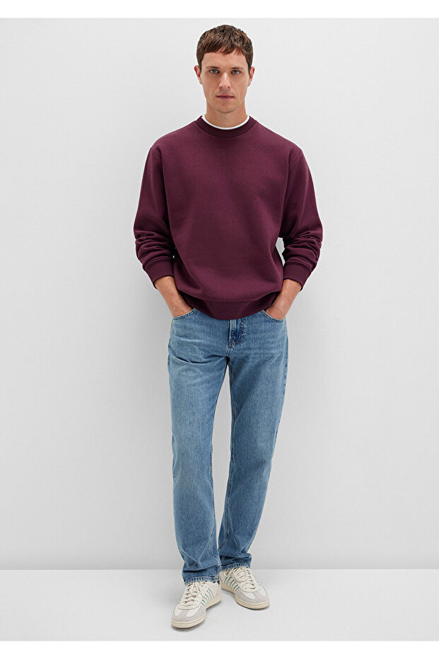 Bisiklet Yaka Bordo Basic Sweatshirt 0S10276-70434 - 2