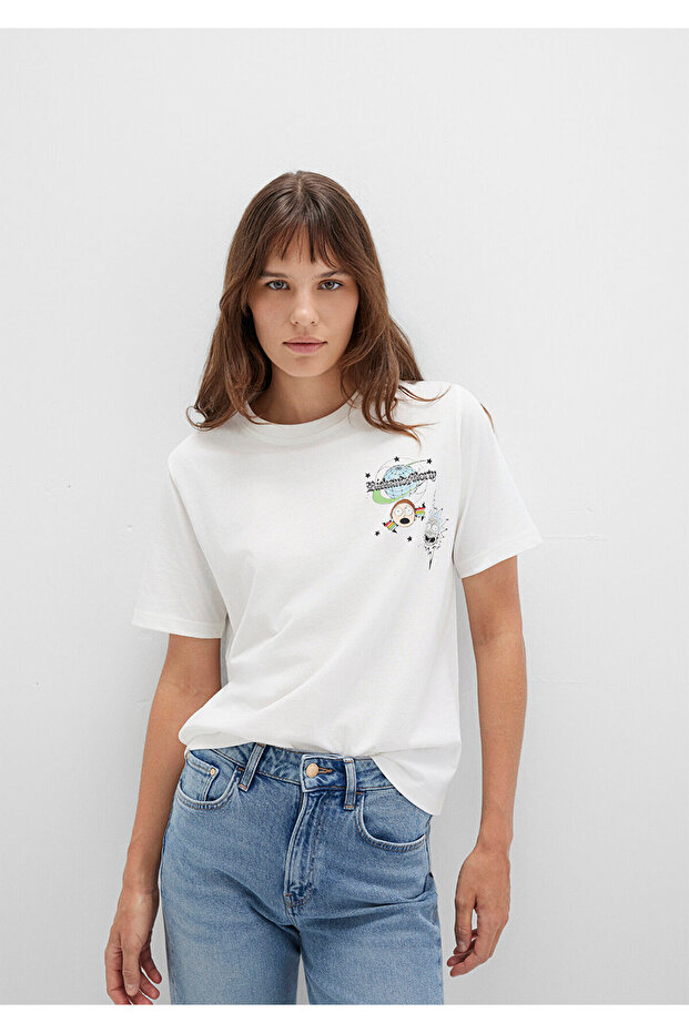 Rick And Morty Baskılı Ekru Tişört Regular Fit / Normal Kesim 1613675-70057 - 4